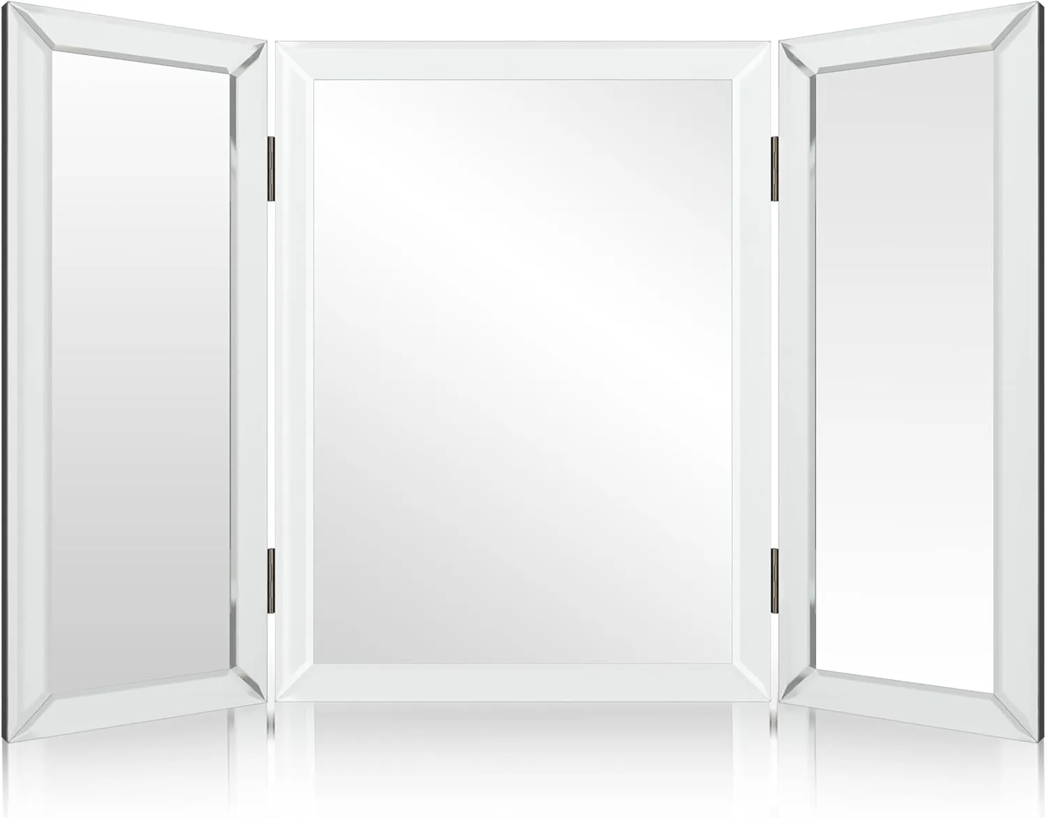3 Way Mirror, Trifold Mirror, Trifold Vanity, Three Way Folding, Tri Fold, For Braiding Hair, 3way, 3 Sided, Three Panel, Triple, Tabletop, Bathroom, Bedroom, Makeup, Self Haircut, 360, 21 x 31 Inch