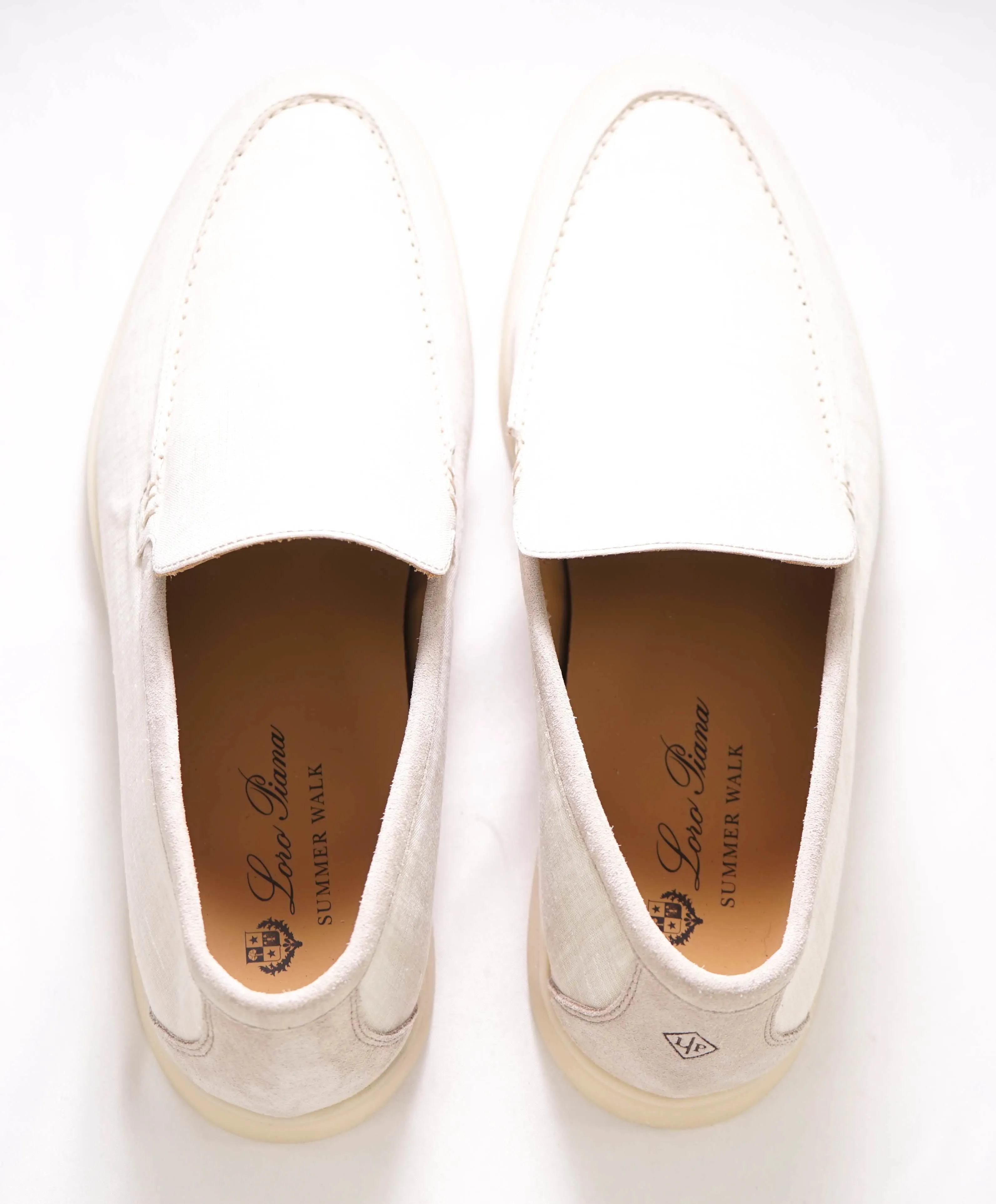 $960 LORO PIANA - "SUMMER WALK" Suede/Linen Neutral Loafer - 12 US (45EU)