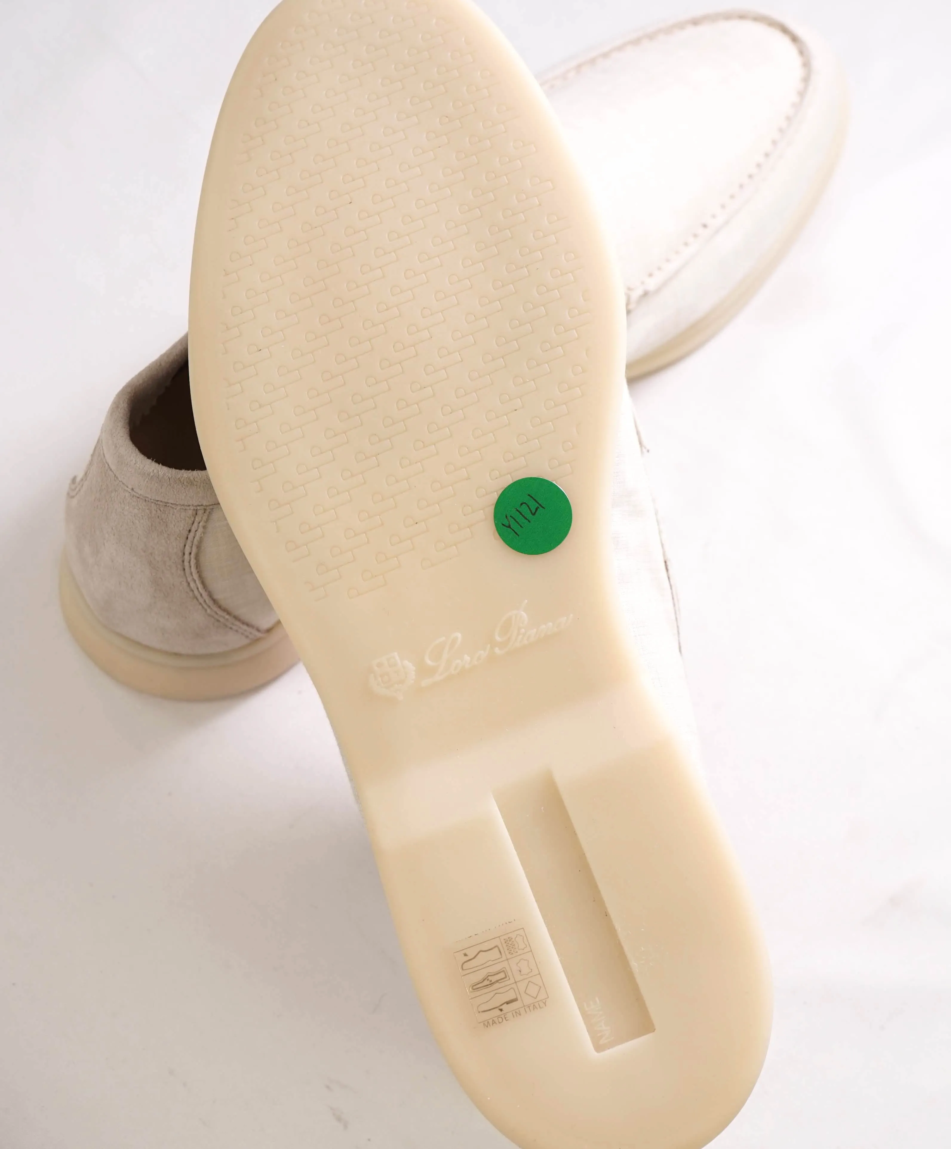 $960 LORO PIANA - "SUMMER WALK" Suede/Linen Neutral Loafer - 12 US (45EU)