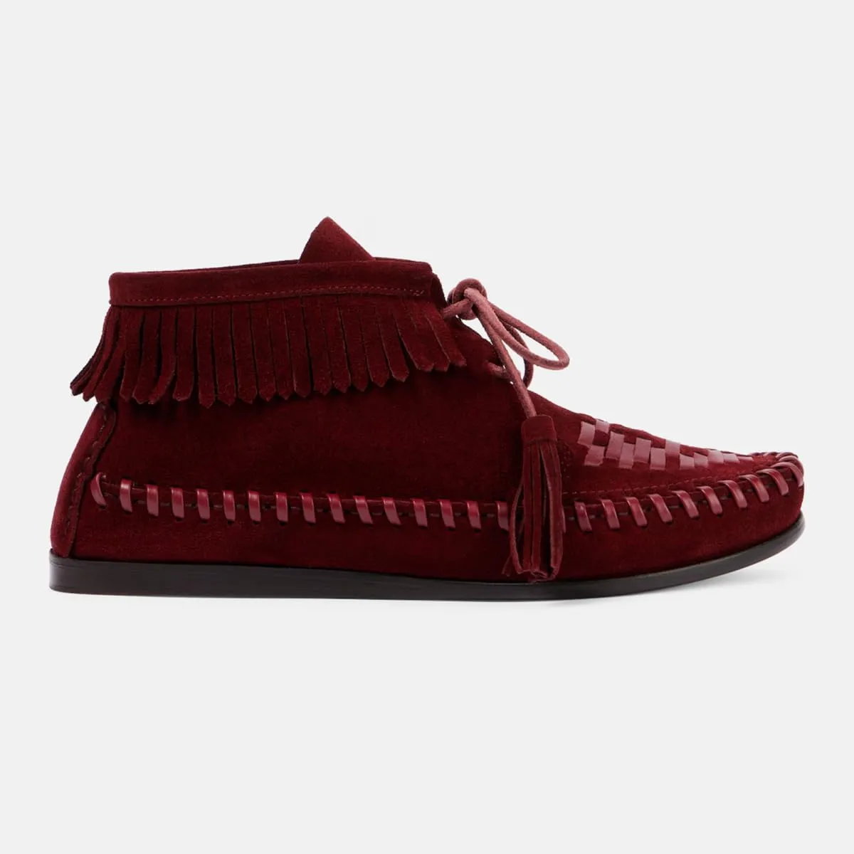 Agodor Women Slouched Ruched Fold Over Ankle Boots Suede Leather Woven Fringe Western Cowboy Boots Flat Lace Up Retro Short Booties