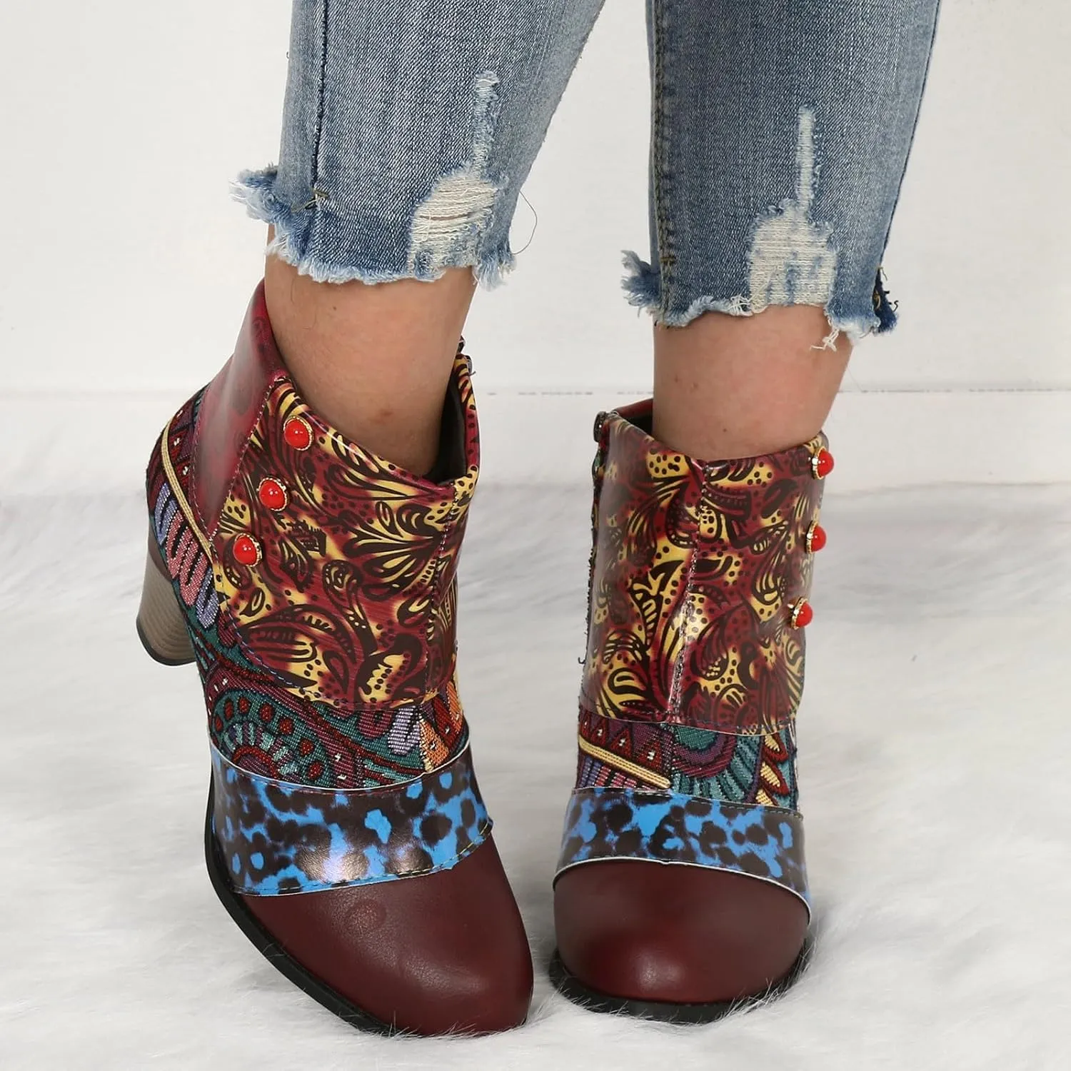 AMDBEL Winter Boots for Women 2024 Ankle Boots Chunky High Heel Booties Fashionable Short Boots Winter Shoes