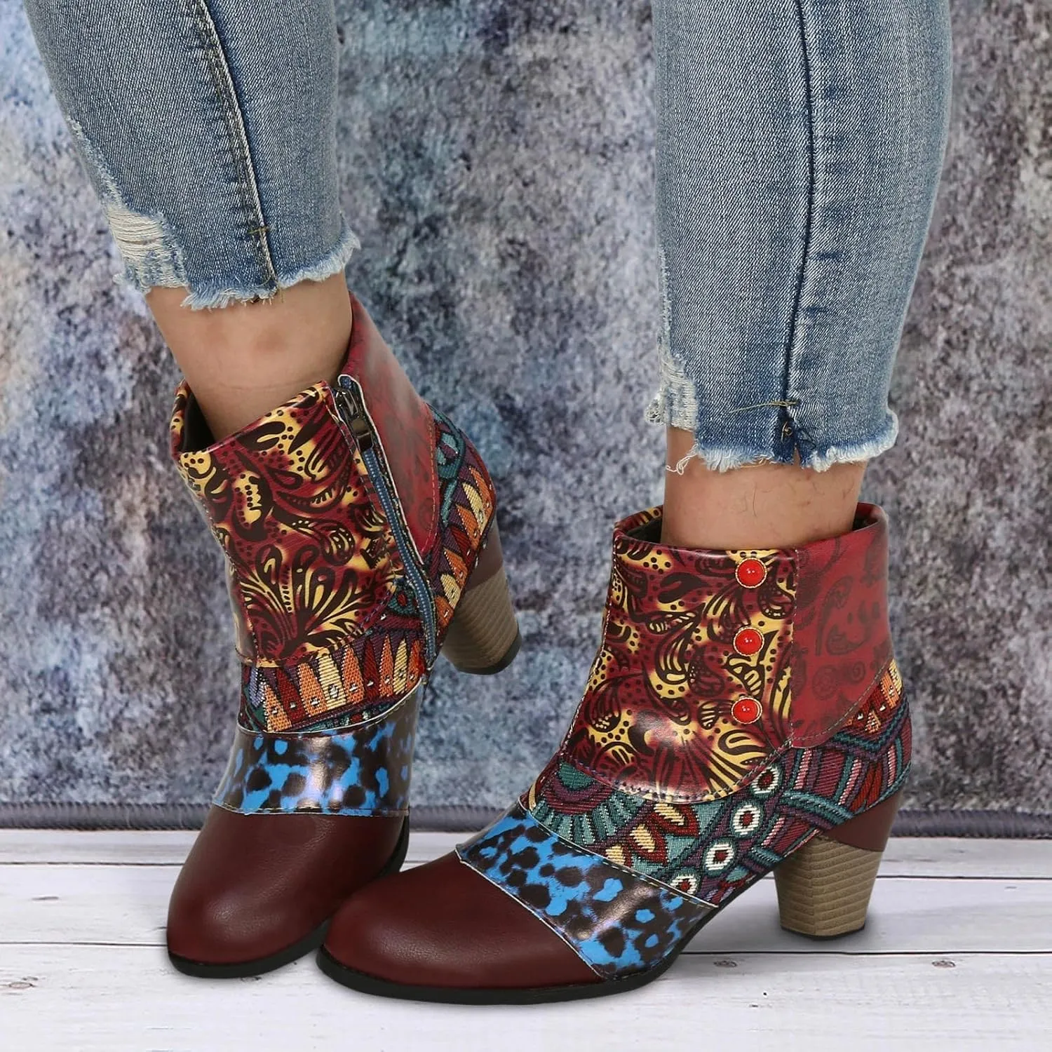 AMDBEL Winter Boots for Women 2024 Ankle Boots Chunky High Heel Booties Fashionable Short Boots Winter Shoes