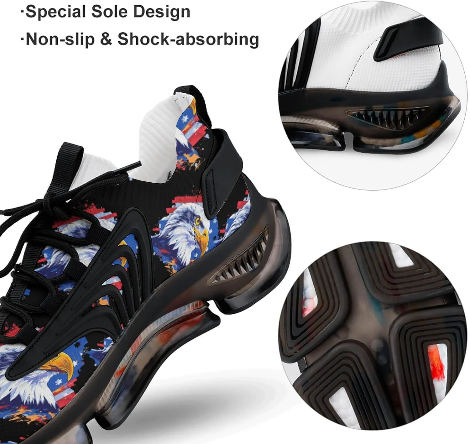 Bald Eagle U.S. Flag Men's Tennis Shoes Fashion Athletic Sneakers for Sport Walking Running Workout