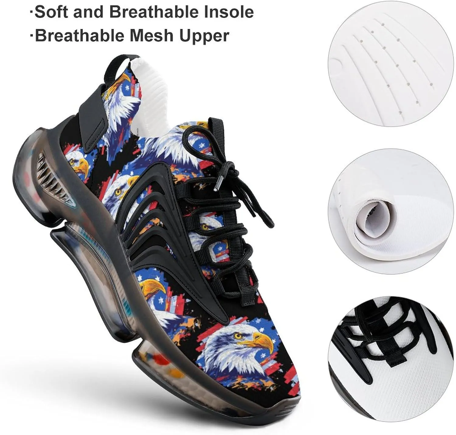 Bald Eagle U.S. Flag Men's Tennis Shoes Fashion Athletic Sneakers for Sport Walking Running Workout