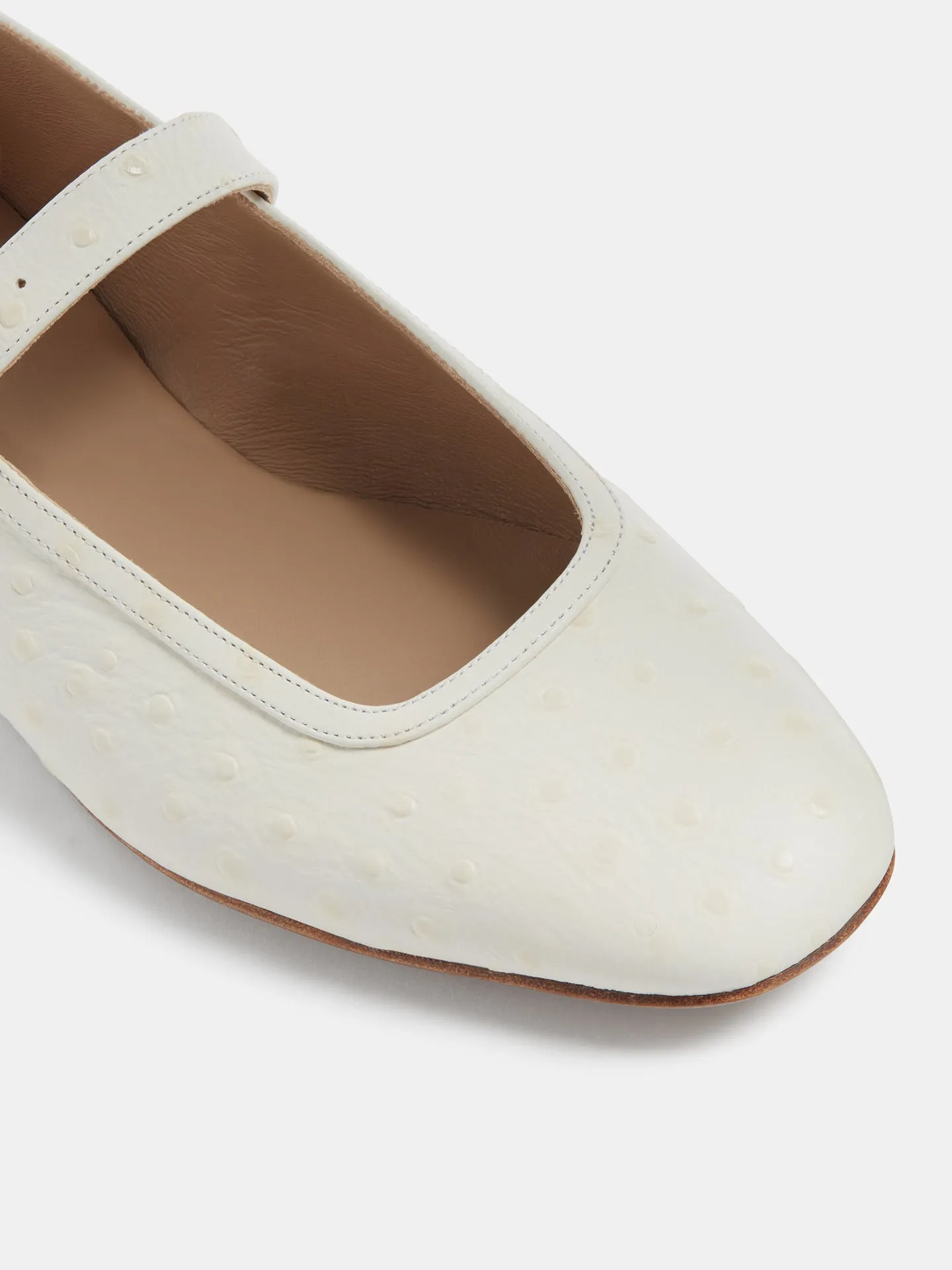 Ballet Mary Jane / Ivory Leather Ostrich Effect