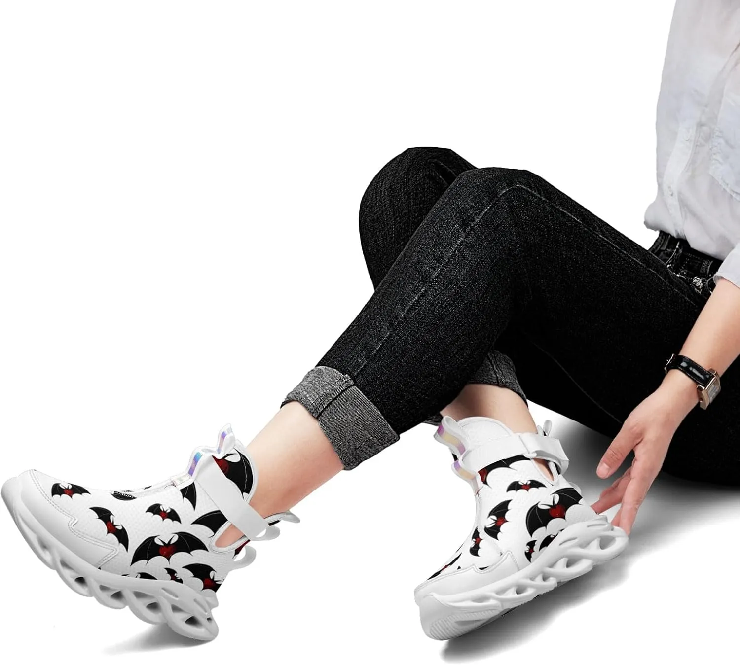 Bat Heart High Top Sneakers for Women Men Lightweight Breathable Walking Shoes Gift Spooky Goth Style Trainers