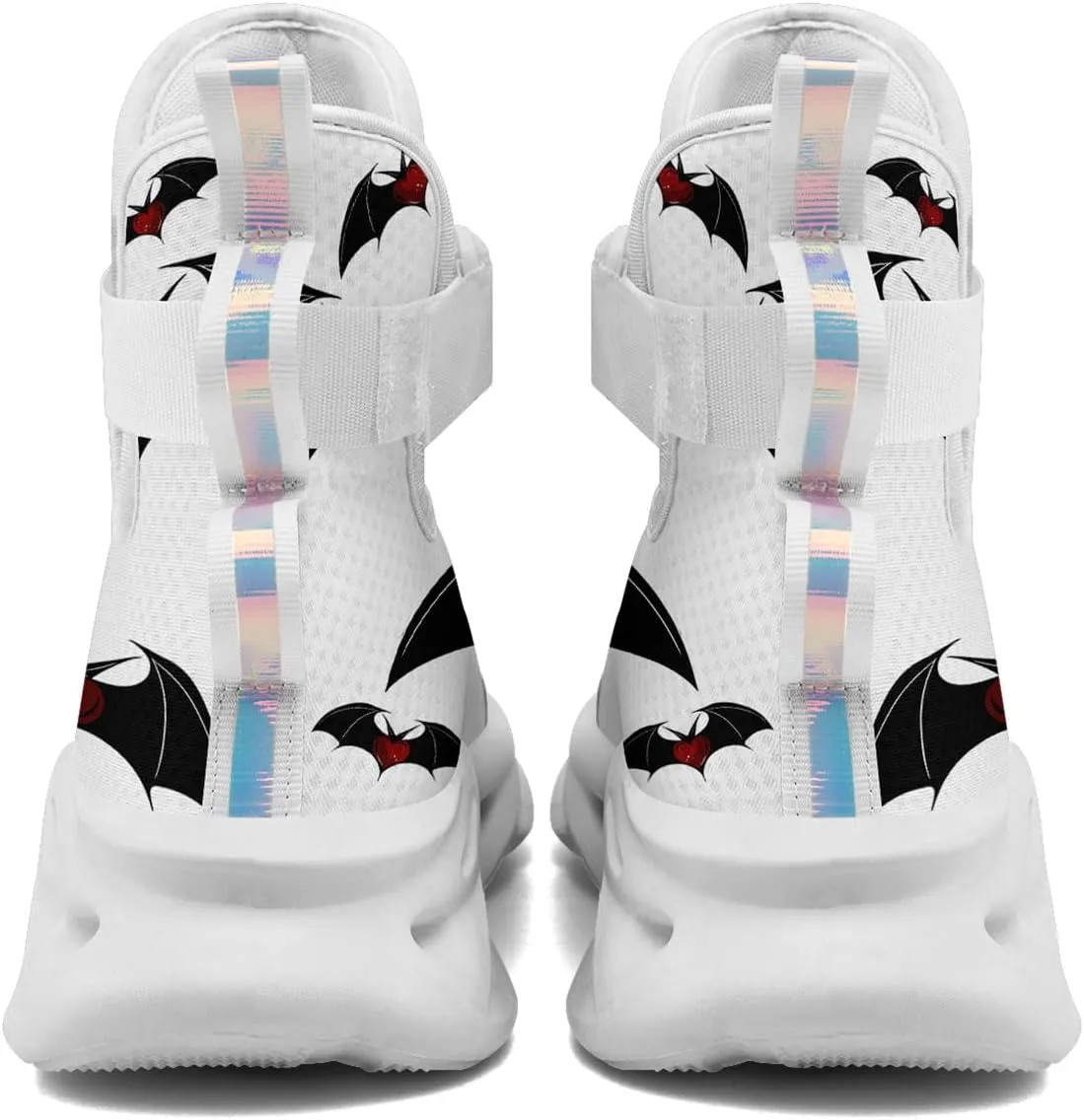 Bat Heart High Top Sneakers for Women Men Lightweight Breathable Walking Shoes Gift Spooky Goth Style Trainers
