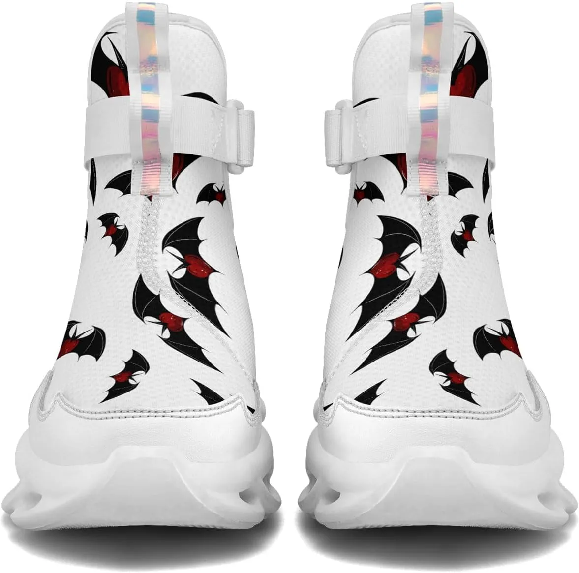 Bat Heart High Top Sneakers for Women Men Lightweight Breathable Walking Shoes Gift Spooky Goth Style Trainers