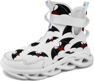 Bat Heart High Top Sneakers for Women Men Lightweight Breathable Walking Shoes Gift Spooky Goth Style Trainers