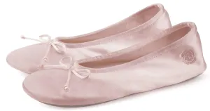 BCTEX COLL Women's Ballerina House Slippers with Bow, Ladies Satin Bedroom Slipper with Suede Sole Indoor