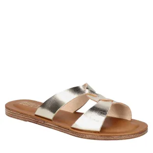 Bella Vita Made in Italy Women's Dov-Italy Flat Slide Sandal, Champagne Leather, 7
