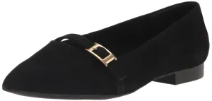 Bella Vita Women's Evanna Ballet Flat, Black Suede Leather, 7 Wide
