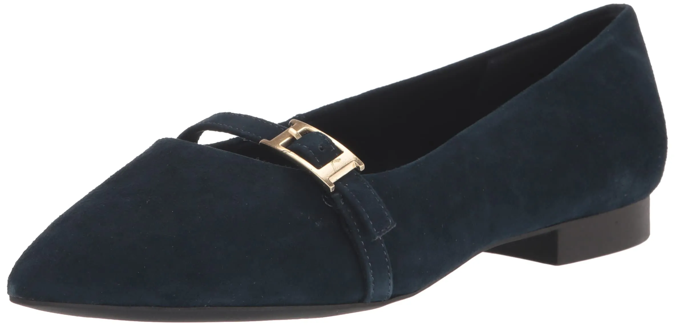 Bella Vita Women's Evanna Ballet Flat, Navy Suede Leather, 11 Wide