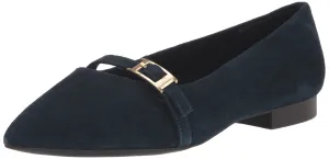Bella Vita Women's Evanna Ballet Flat, Navy Suede Leather, 7