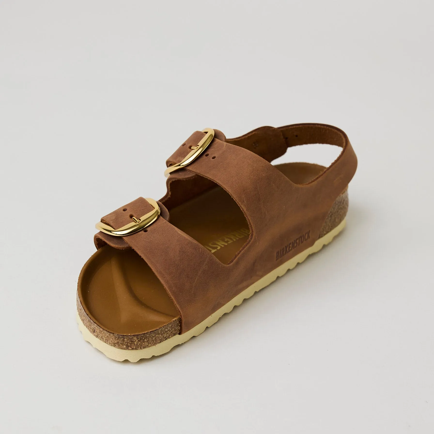 Birkenstock Cognac Big Buckle Oiled Leather Milano Sandals