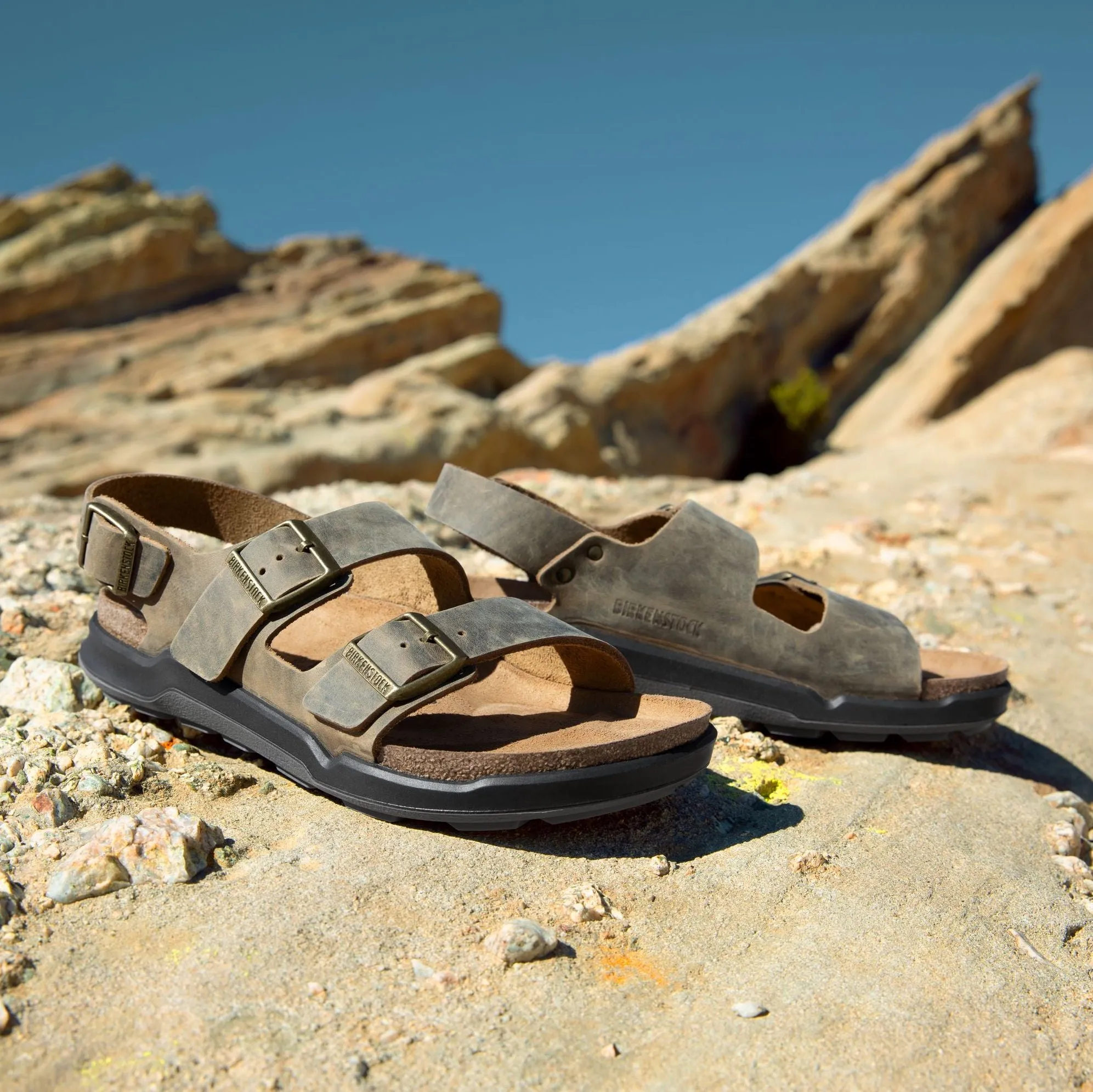 Birkenstock Men's Milano Rugged faded khaki oiled leather