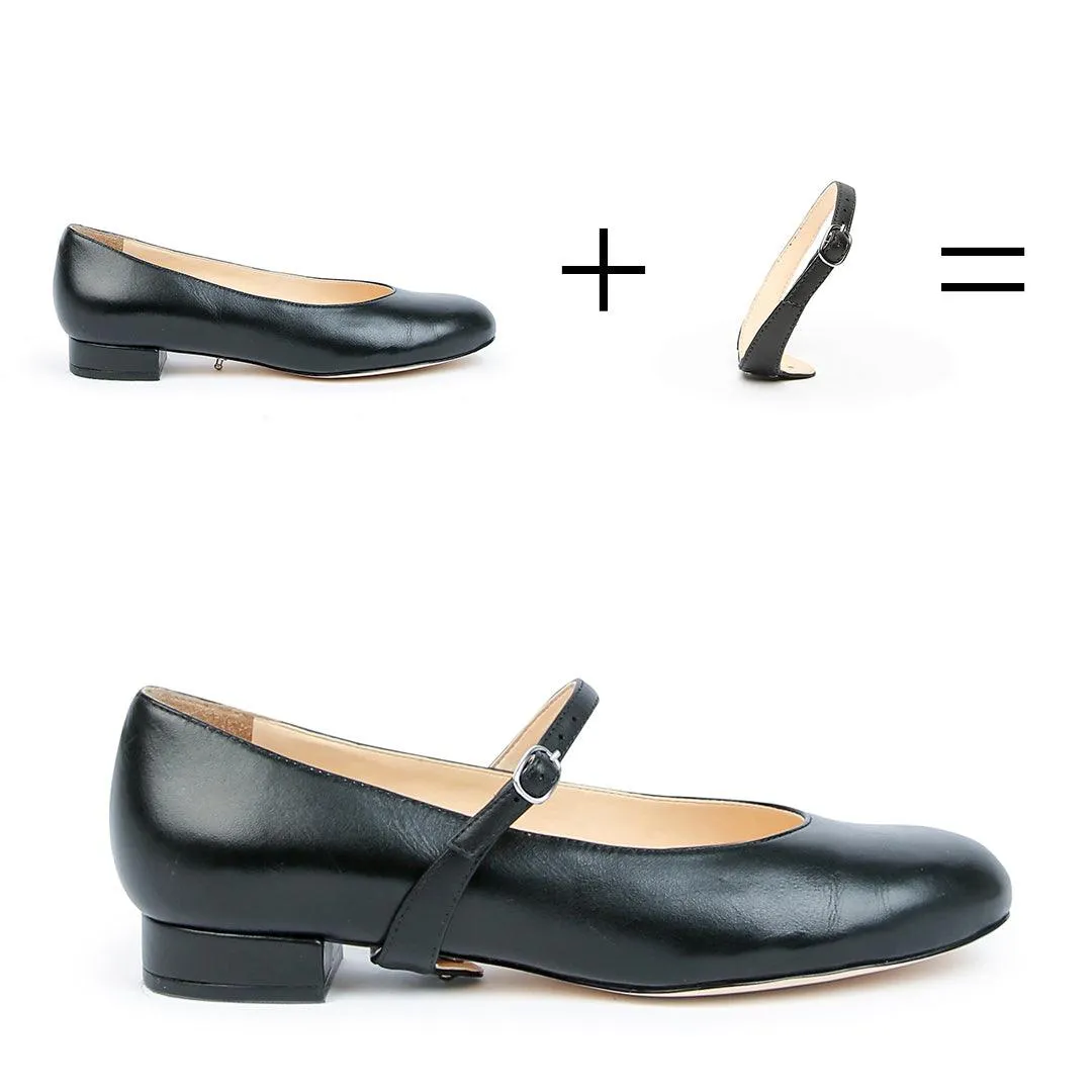 Black Ballet Flat   Twiggy Strap