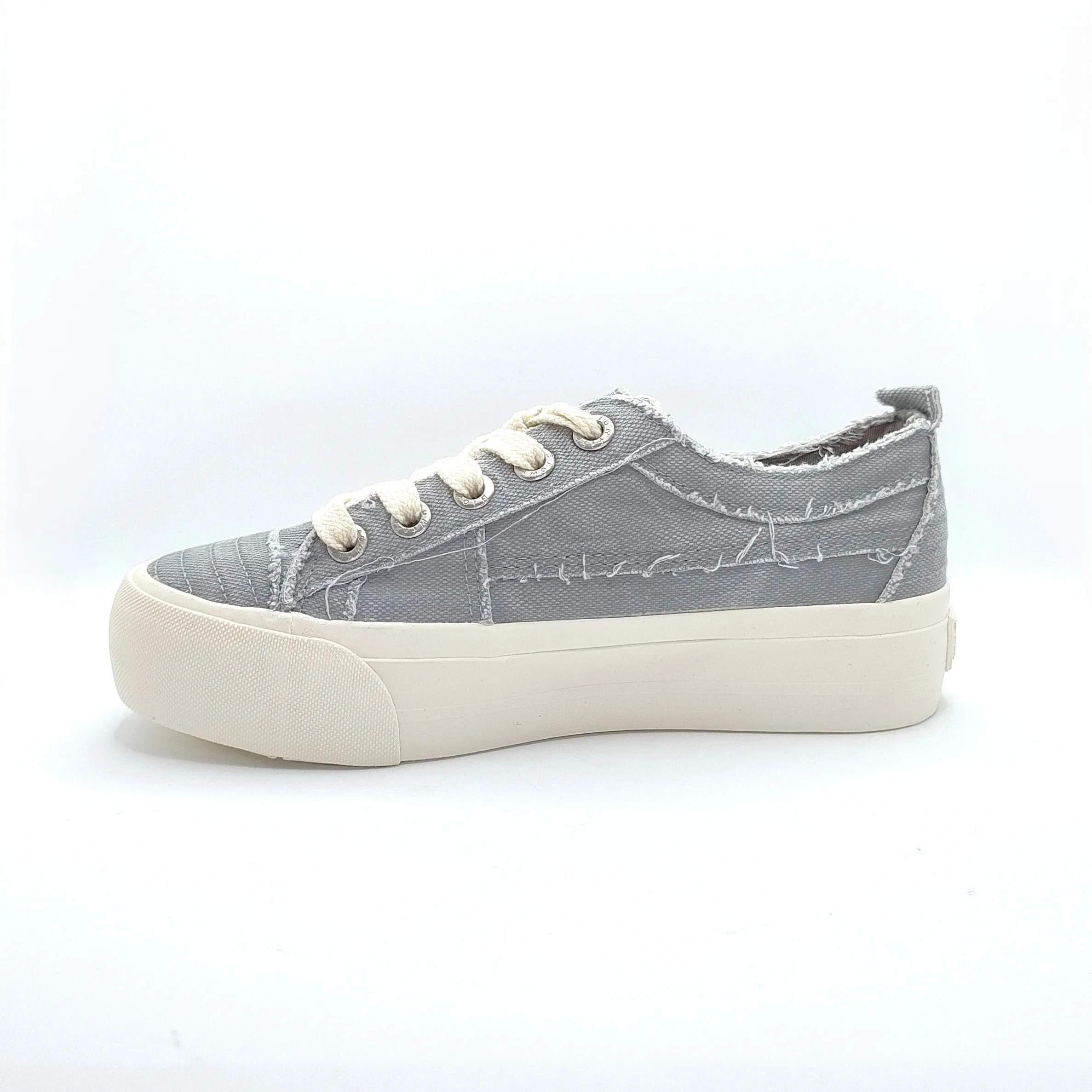 Blowfish Malibu Sadie Sun Women's Floral Embroidered Lace Up Platform Trainer Fog Grey