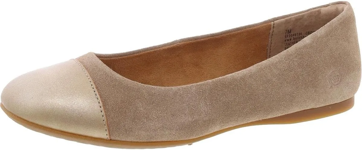BORN Womens BATTI Mixed Media Faux Suede Ballet Flats Beige 8 Medium (B,M)