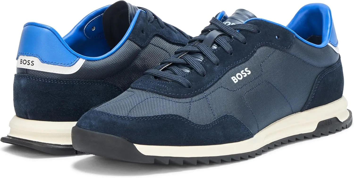 BOSS Men's Zayn Low Profile Suede Leather Two Tone Sneaker