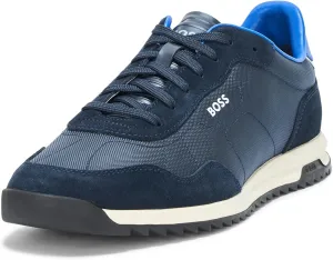 BOSS Men's Zayn Low Profile Suede Leather Two Tone Sneaker