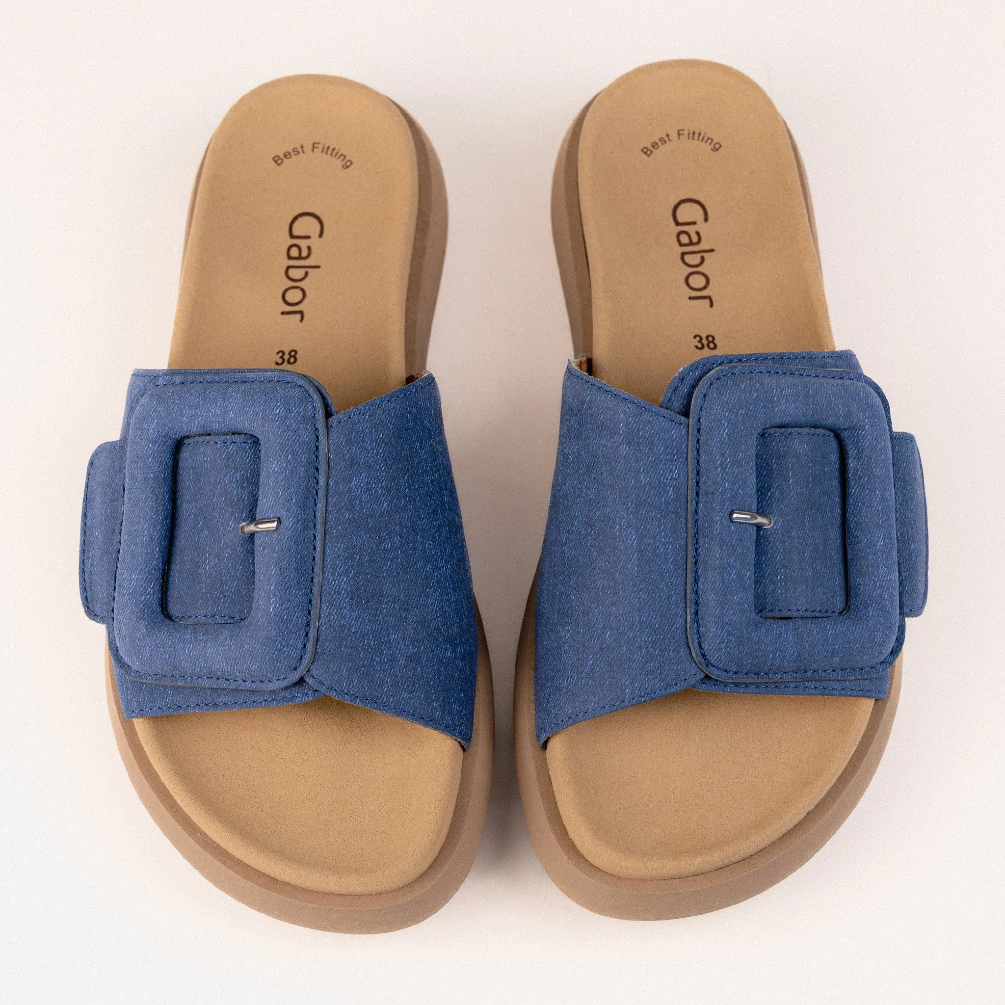 BUCKLE SLIDE - JEANS - NUBUCK