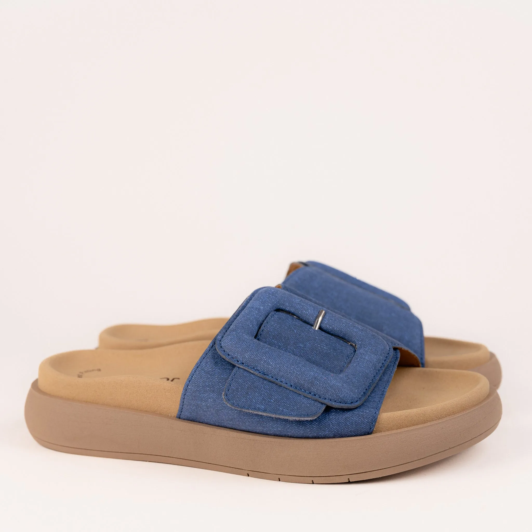 BUCKLE SLIDE - JEANS - NUBUCK