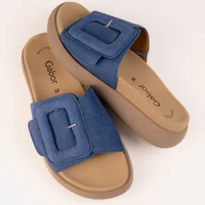 BUCKLE SLIDE - JEANS - NUBUCK