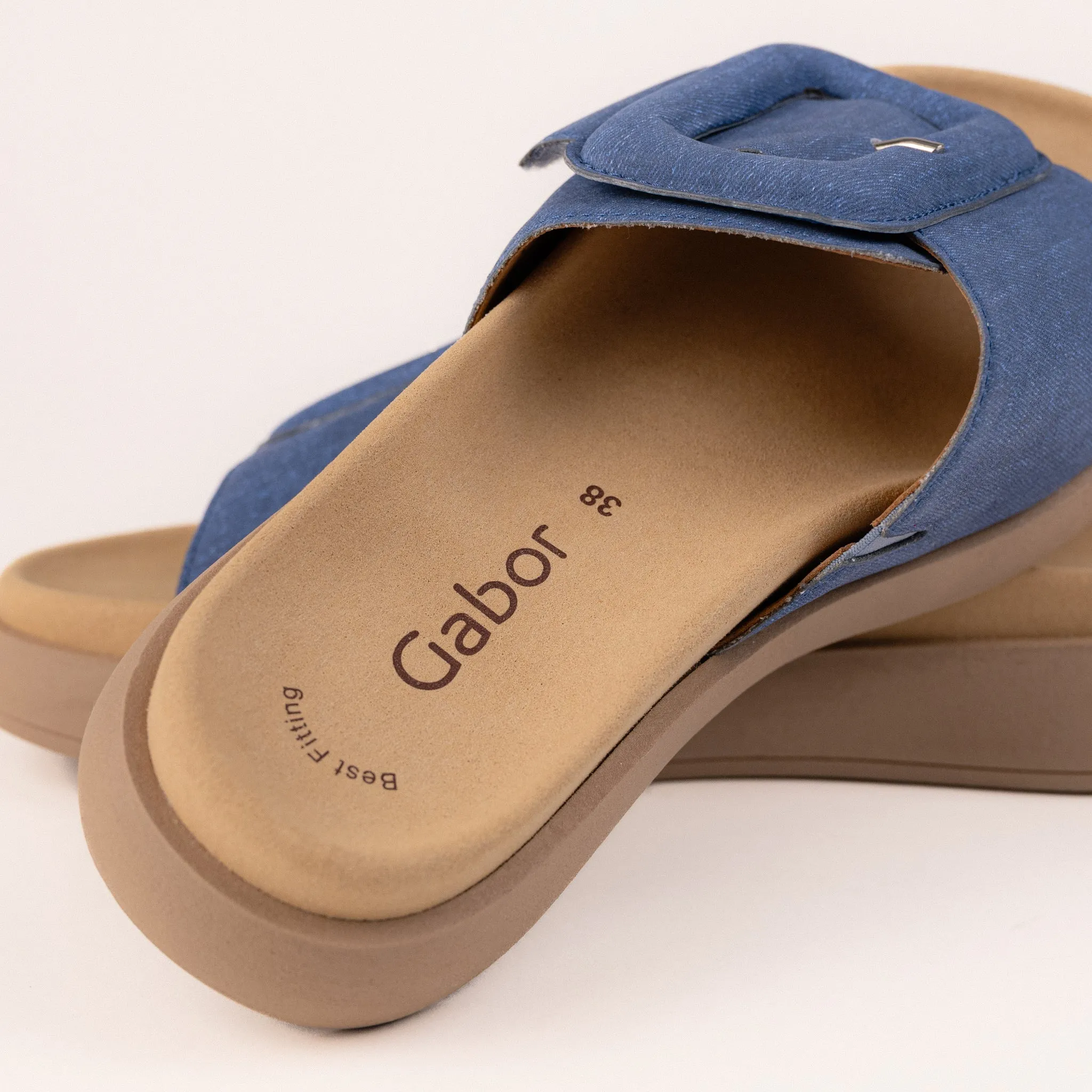 BUCKLE SLIDE - JEANS - NUBUCK