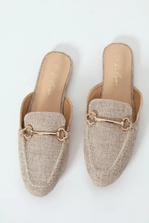 Canvas Push In Loafer With Trim - Natural