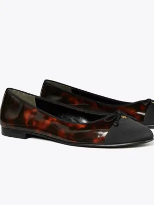 Cap Toe Ballet Flat - Tortoise Patent