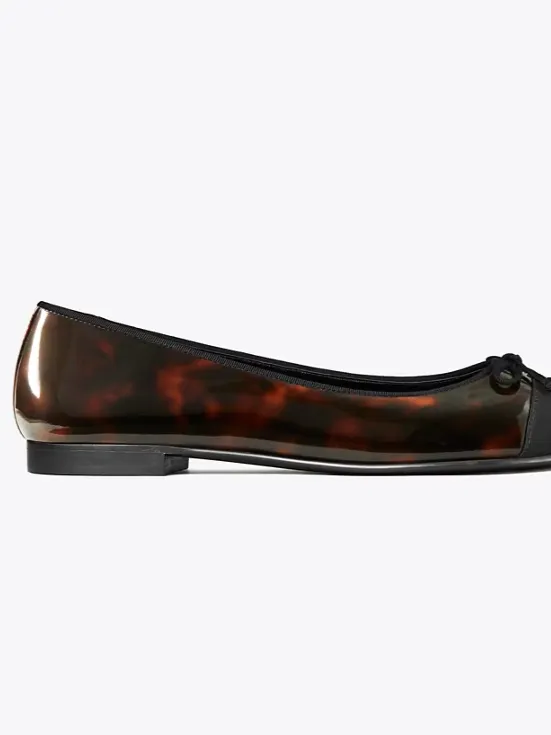 Cap Toe Ballet Flat - Tortoise Patent