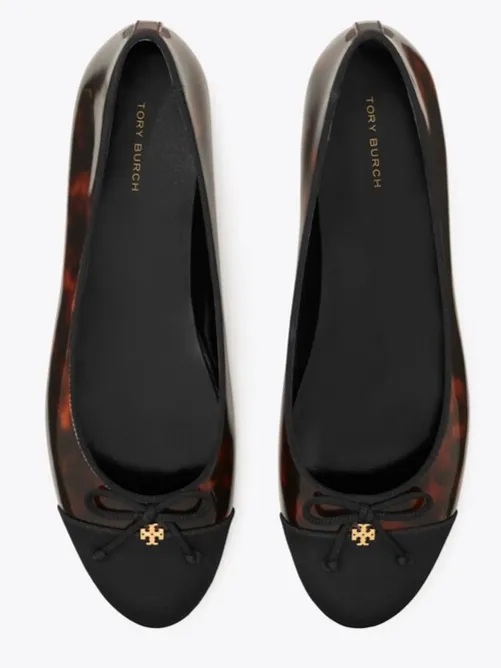 Cap Toe Ballet Flat - Tortoise Patent