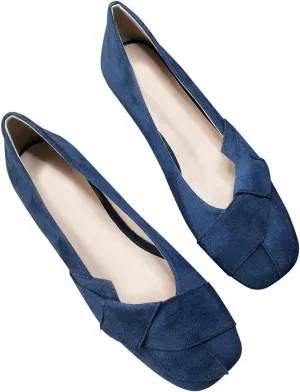 ChaiRong Zhou Elegant Knot Ballet Flats for Women Suede Square Toe Slip on Flats Casual Moccasin Shoes Comfortable Daily Dress Party Office Shoes