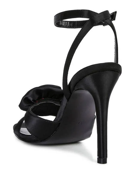 CHAUMET Rose Bow Satin Heeled Sandals