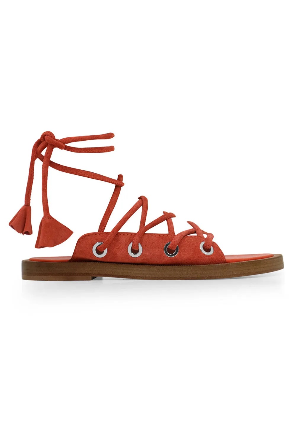 CHUNKY LACE UP SANDAL ORANGE SUEDE