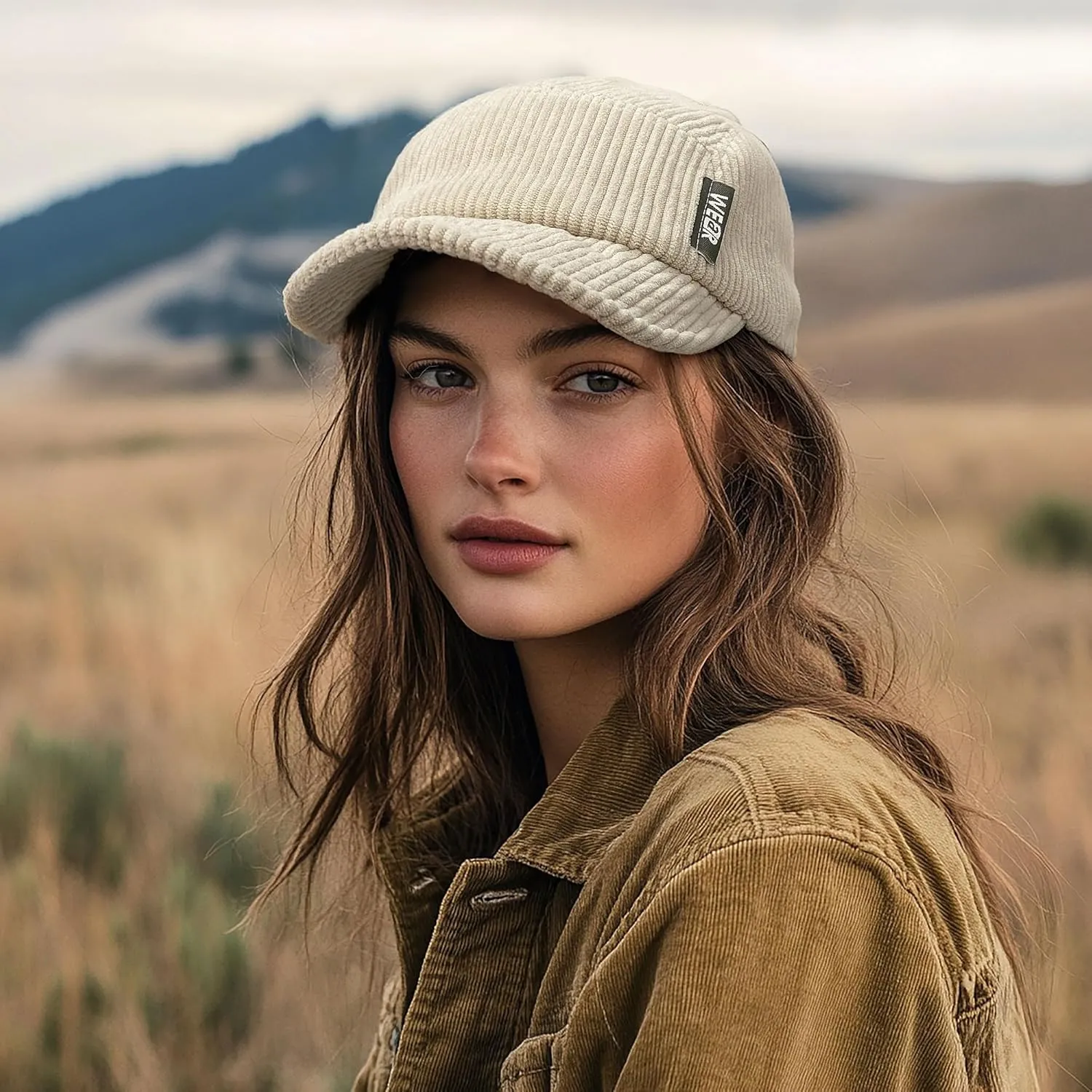 Clakllie Corduroy 5 Panel Hat Short Brim Baseball Cap Urban Street Flat Bill Hats Cooling Trucker Hats Snapback Fitted Cap
