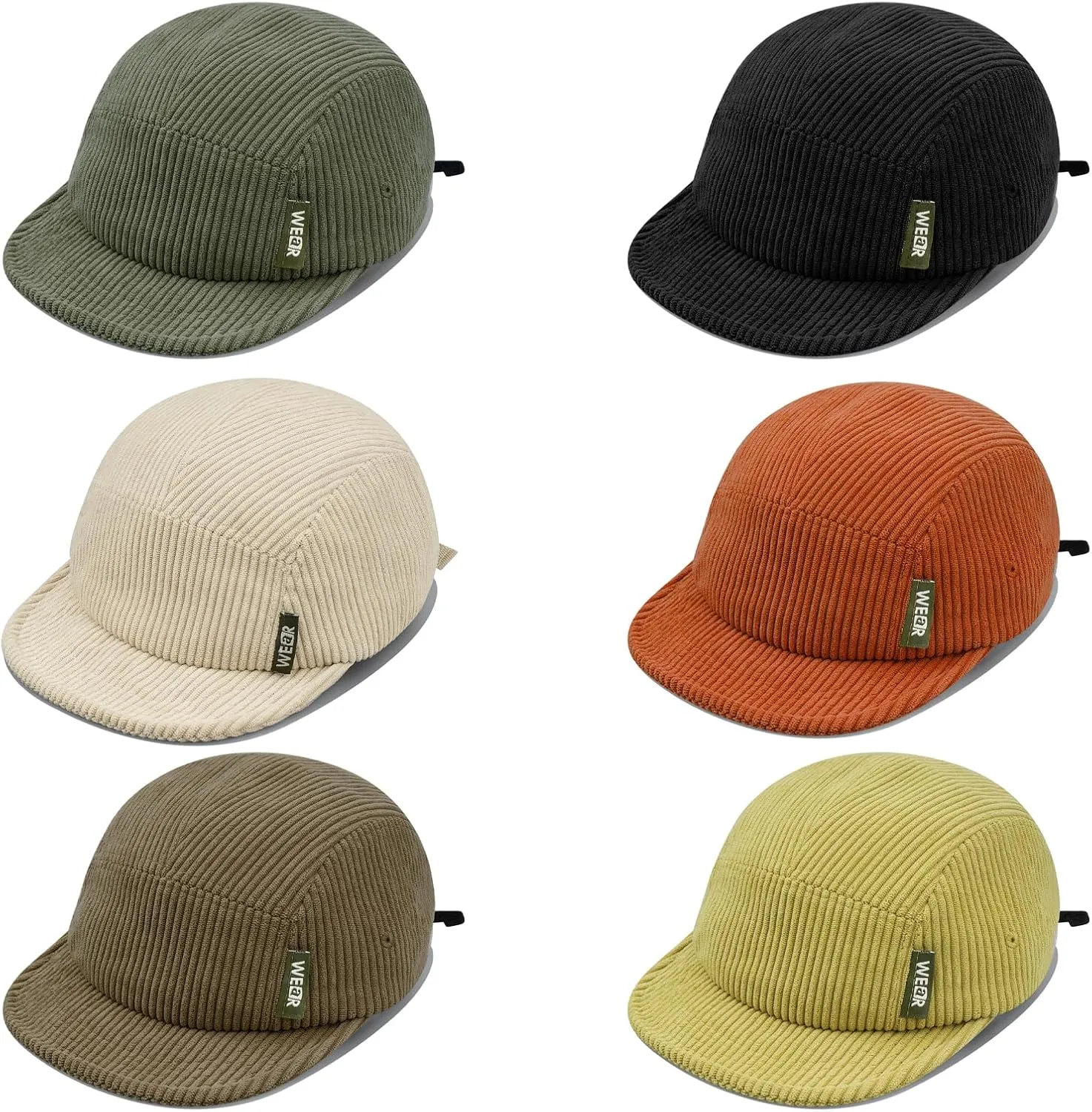Clakllie Corduroy 5 Panel Hat Short Brim Baseball Cap Urban Street Flat Bill Hats Cooling Trucker Hats Snapback Fitted Cap