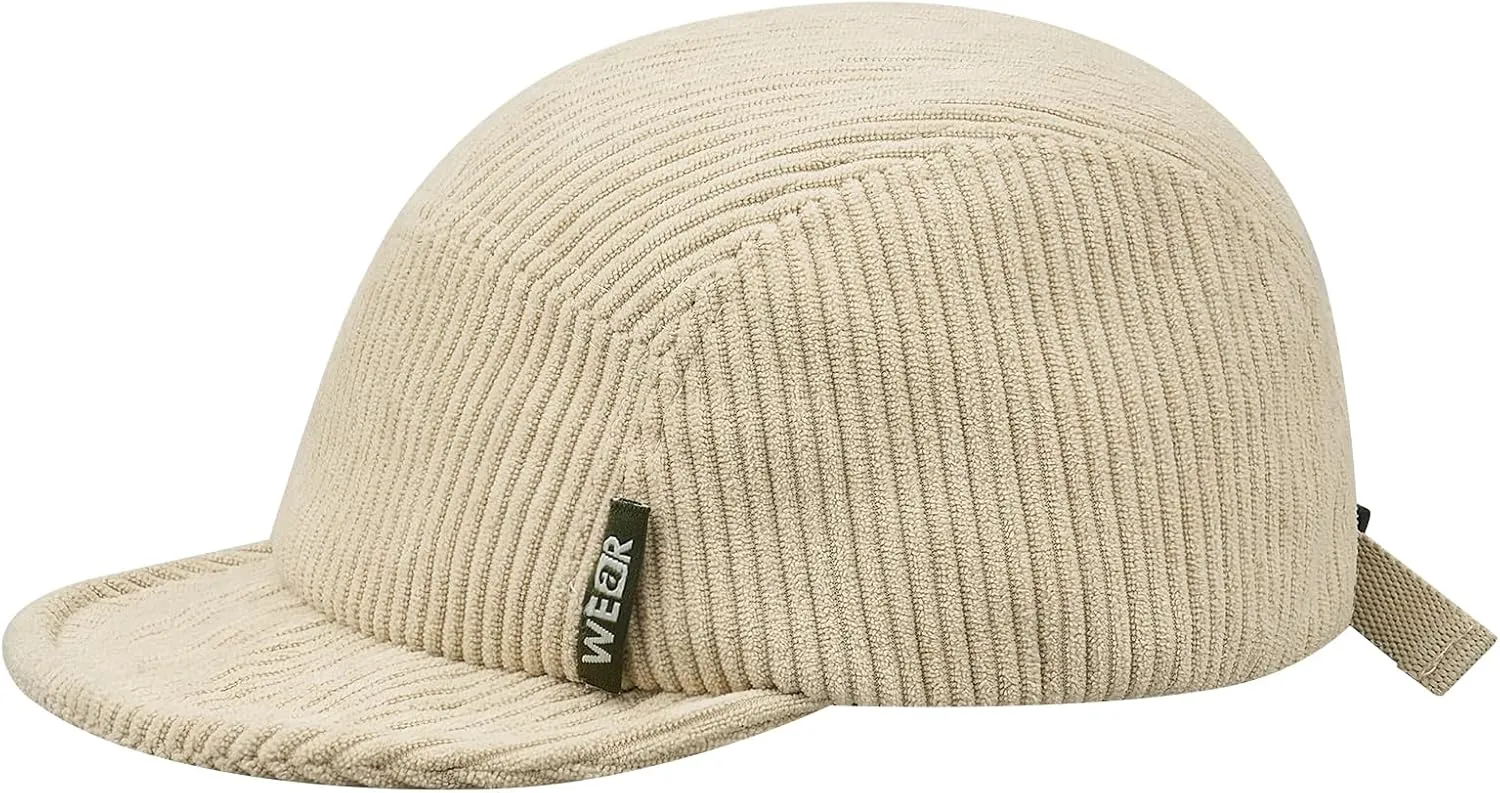 Clakllie Corduroy 5 Panel Hat Short Brim Baseball Cap Urban Street Flat Bill Hats Cooling Trucker Hats Snapback Fitted Cap