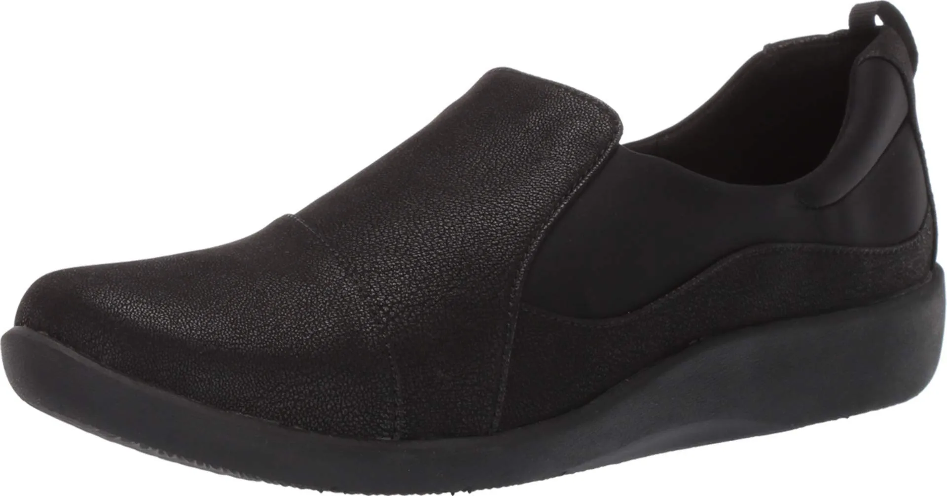Clarks Women's CloudSteppers Sillian Paz Slip-On Loafer, Black Synthetic Nubuck, 7 W US