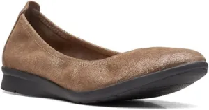 Clarks Women's Jenette Ease Ballet Flat, Pewter, 8