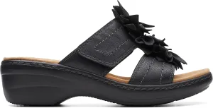 Clarks Women's Merliah Raelyn Slide Sandal, Black Leather, 7.5 Wide