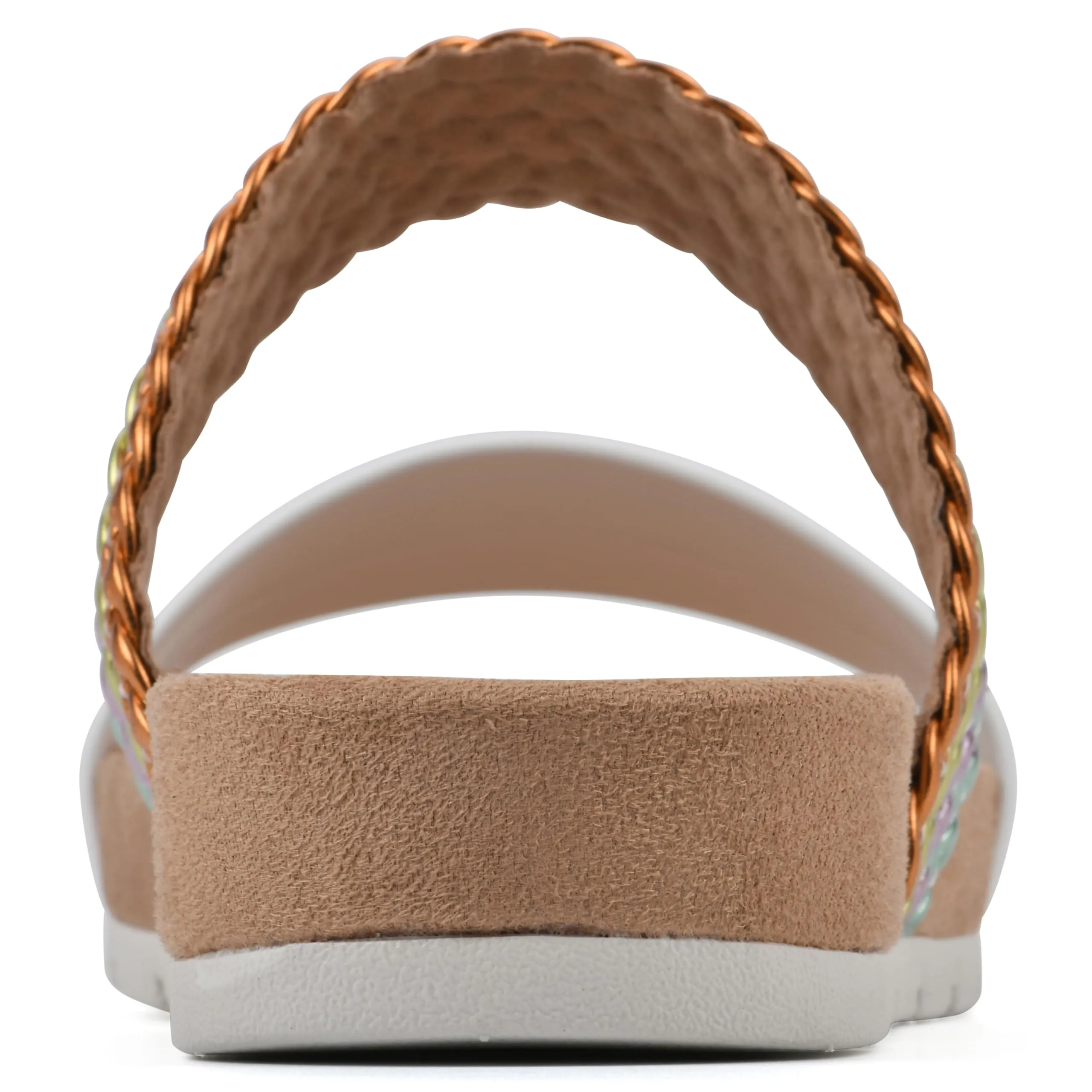 CLIFFS BY WHITE MOUNTAIN Women's Tactful Double Strap Slide Sandal, White/Multi/Smooth, 8.5 M