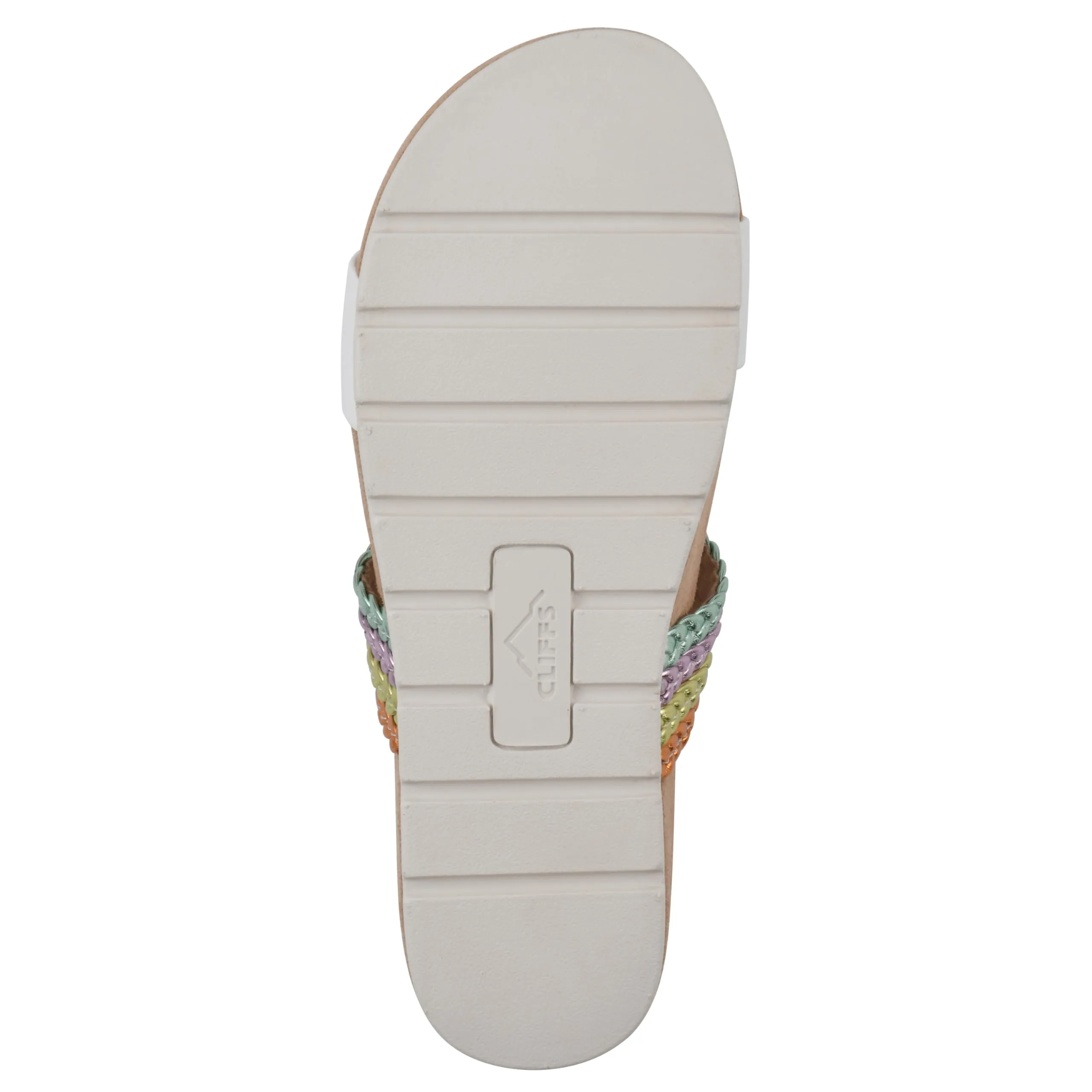 CLIFFS BY WHITE MOUNTAIN Women's Tactful Double Strap Slide Sandal, White/Multi/Smooth, 8.5 M