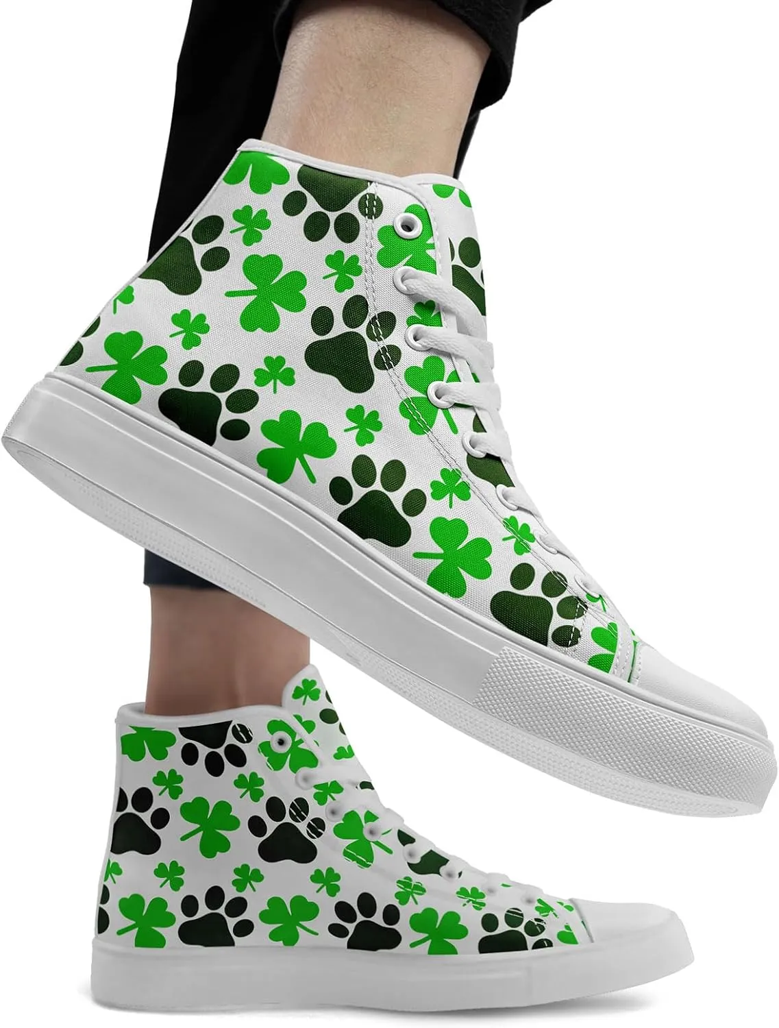Clover Pattern High-Top Canvas Shoes for Men Women Light Weight Breathable Stylish Comfortale Festival Gift Sneaker