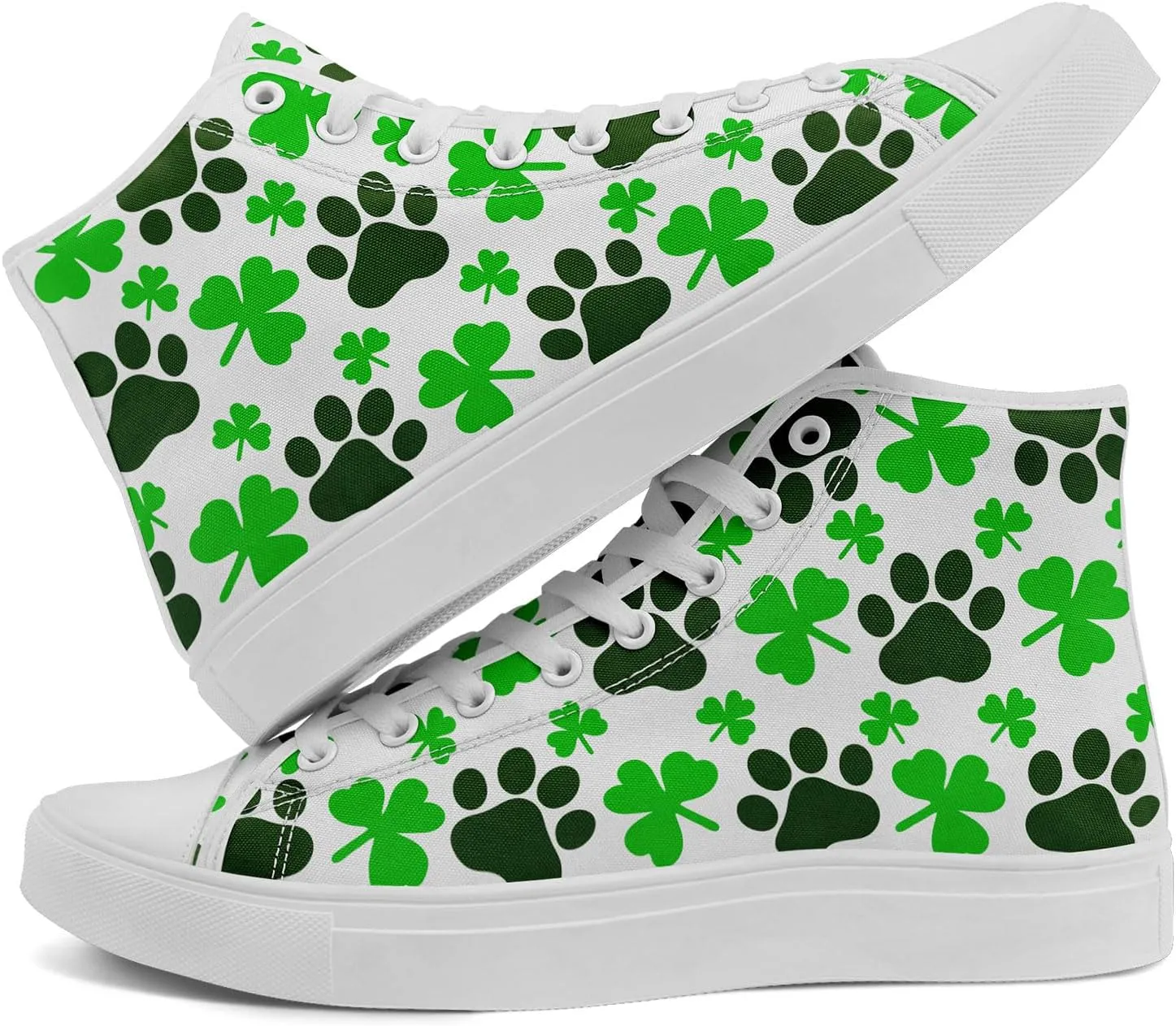 Clover Pattern High-Top Canvas Shoes for Men Women Light Weight Breathable Stylish Comfortale Festival Gift Sneaker