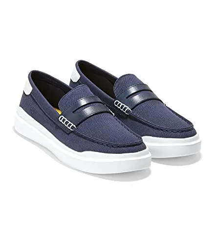Cole Haan Women's Grandpro Rally Canvas Penny Loafer Sneaker, Marine Blue/Optic White, 8.5