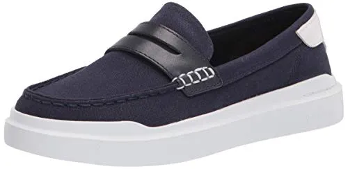 Cole Haan Women's Grandpro Rally Canvas Penny Loafer Sneaker, Marine Blue/Optic White, 8.5
