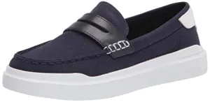 Cole Haan Women's Grandpro Rally Canvas Penny Loafer Sneaker, Marine Blue/Optic White, 8.5