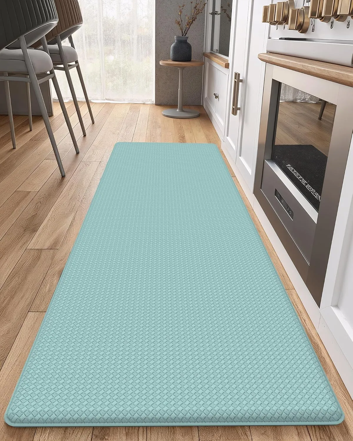 Color&Geometry Kitchen Rugs, Kitchen Runner Rug Kitchen Floor Mat, Cushioned Anti-Fatigue Kitchen Mat, Non Slip Waterproof Comfort Standing Padded, Memory Foam Kitchen mat, 17"x59", Teal